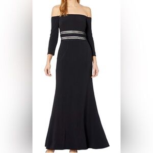 JS Collections Black Off-Shoulder Long Sleeve Dress